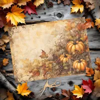 Rustic Watercolor Pumpkins  Autumn Leaves Harvest Tissue Paper