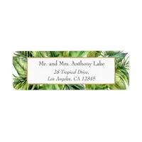 Watercolor Tropical Floral Beach Wedding Label