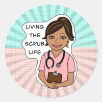 Living the Scrub Life | Medical Professional Humor Classic Round Sticker