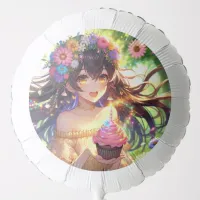 Pretty Anime Girl Birthday  Balloon