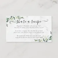 Bridal Shower Recipe Request | Eucalyptus  Enclosu Enclosure Card