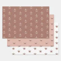 Chic Christmas metallic rose gold star  Wrapping Paper Sheets