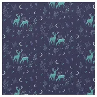 Blue Midnight Moonlight Deer Fabric