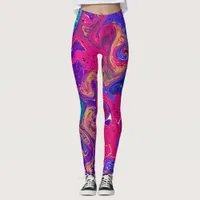 Pink, Purple, Magenta Fluid Art Marble Leggings