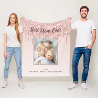 Mother Ever photo glitter blush pink Fleece Blanket
