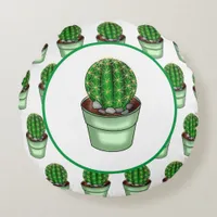 Cactus Makes Perfect | Plant Pun   Round Pillow