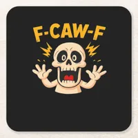 Halloween F-Caw-F Skull Square Paper Coaster
