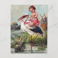 Stork and Baby Postcard