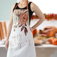 Terracotta Rustic Fall Florals Happy Thanksgiving Apron