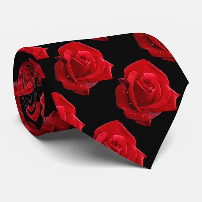 Elegant Romantic Red Roses Floral Tie