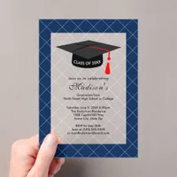 Dark Blue Class of 20XX Graduation Party Acrylic Invitations