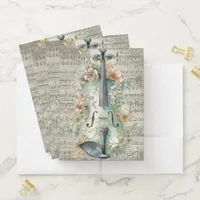 Violin Sheet Music Vintage Pocket Folder