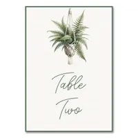 Fern: Boho Chic Botanical Greenery Plant Minimal Table Number