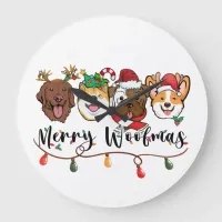 Merry Woofmas Typography Large Clock