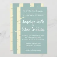 Simple Eggshell Blue Birch Wedding Invitation