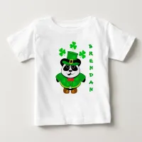 St Patricks Day Personalised Panda Bear Baby T-Shirt