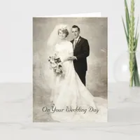 Vintage Bride and Groom, Congratulations Wedding Card