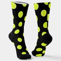 Tennis Ball Patterned Black Socks