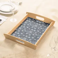 Simple Dark Blue with Snowflakes Serving Tray