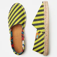 Black and Yellow Diagonal Stripes Slip-on, ZEA Espadrilles