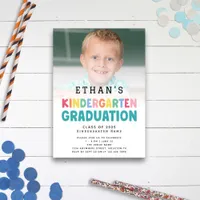 Colorful Text Photo Kindergarten Graduation  Invitation