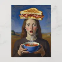 Surreal Grilled Cheese and Soup Postcard