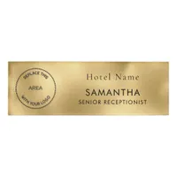 Logo Job Title Hotel Staff Metallic Gold  Name Tag