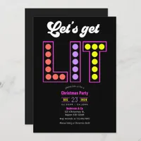 Disco Garland Let's Get Lit Retro Christmas Party Invitation