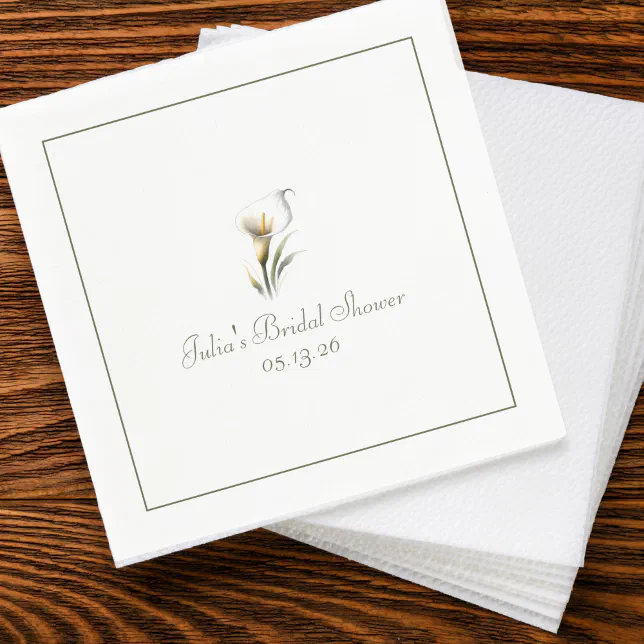 Custom Bridal Shower Elegant Classic Calla Lily Napkins