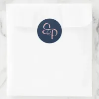 Pink on Navy Script Monogram Envelope Seal