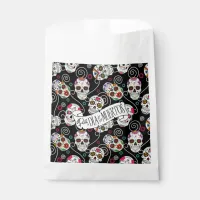 Sugar Skulls and Swirls Black ID725 Favor Bag