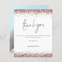 Budget Rose Gold Glitter Graduation Thank You