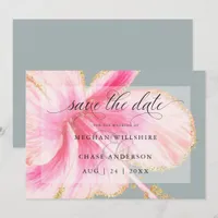 Tropical Rustic Watercolor Pink Flower Save The Da Date
