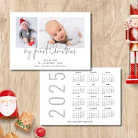 2 Photo 2025 Calendar Baby First Christmas Holiday Card