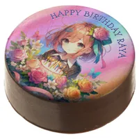 Pretty Rainbow Anime Girl Personalized Birthday  Chocolate Covered Oreo