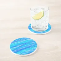 Aqua Blue Abstract Waves  Coaster