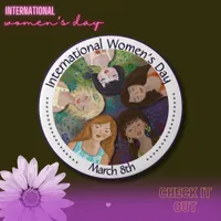 International Women's Day multi-ethnic portrait Button