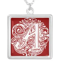 Monarchia White Letter "A" Silver Plated Necklace