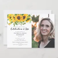 Sunflower Funeral Celebration of Life Photo Invitation