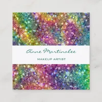 Abstract Rainbow Glitz Square Business Card