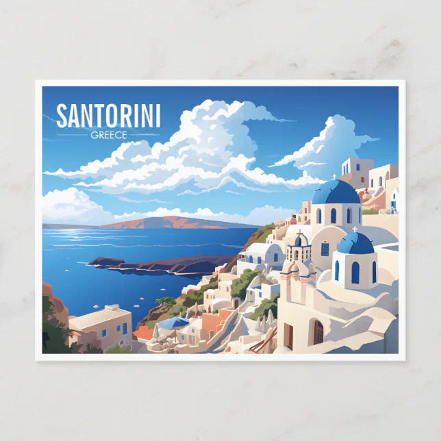 Santorini Island in Greece Travel Postcard