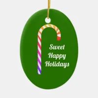 Cute Fruity Candy Cane Sweet Holidays Ornament