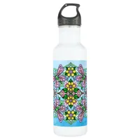 Pink Butterfly Mandala Whimsical Hand Drawn    Stainless Steel Water Bottle