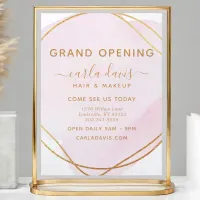 Blush Pink Watercolor Gold Circle Salon Reopening Flyer