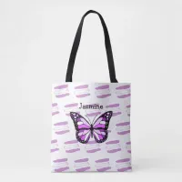 Personalized Tote Bag with Purple Butterfly