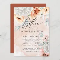 Rustic Terracotta Floral Watercolor Wedding Invitation