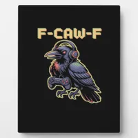 F-Caw-F Gaming Raven With Headphones - Edgy Stream Plaque