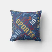 Fitness Word Cloud Red/White ID284 Throw Pillow