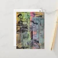 Colorful Mixed Media Retro Hobbies Woodworking Men Postcard
