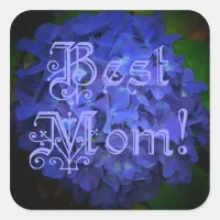 Best Mom with Blue Flower Background